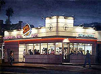 Johnny Rockets Diner, Melrose Ave., Los Angeles, at night